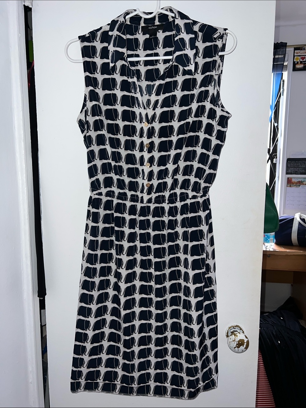 Alfani Black and White Sleeveless Button-Front Midi Dress